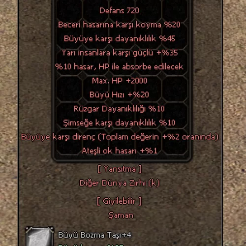  Şaman Ejderha Zırhı +15